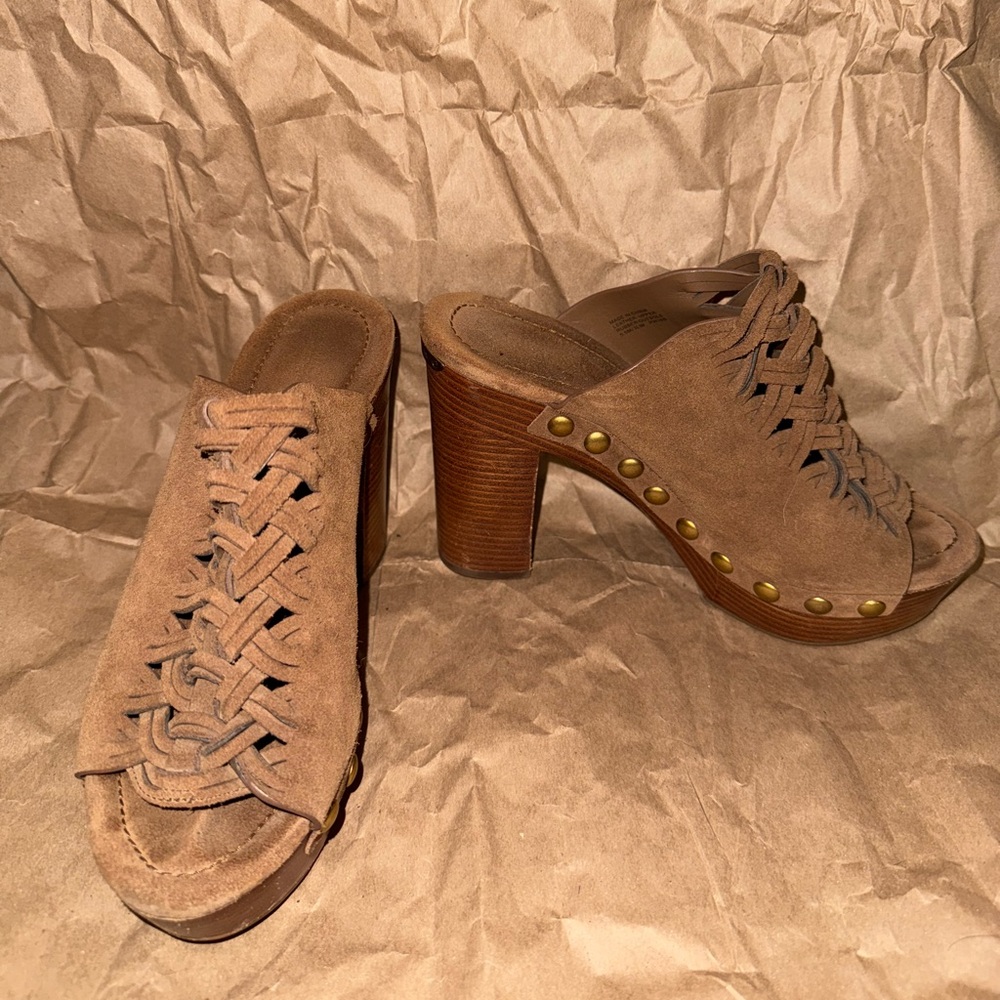 MICHAEL Michael Kors Tan Suede Heeled Mules